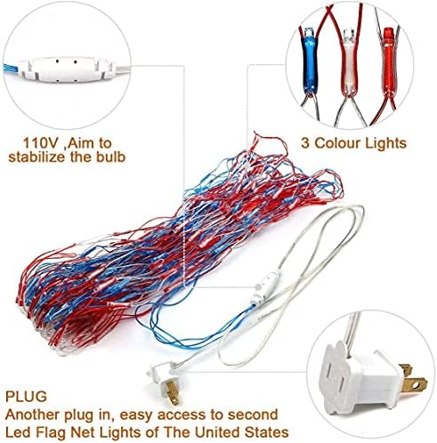 HYH American Flag LED Lights, 420 LEDs Net Light Up Flag Outdoor Waterproof - Image 3