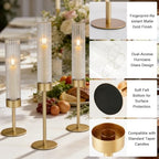 Gold Candlestick Holders Set of 6 Gold Taper Candle Holders for Candlesticks Hurricane Glass Candle Holder Bulk Tall Candle Stick Holder Decor for Fireplace Mantel Thanksgiving Christmas Wedding Table - Image 6