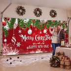 WovWeave 7 x 16 Ft Christmas Garage Door Cover, Happy New Year Red Ornament - Image 6