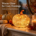 Gold Mercury Glass Pumpkin Light with 2 Lighting Modes and 6-Hour Timer, 5.5 x 6 Inch Battery Operated Fall Decor for Thanksgiving and Christmas Table Centerpiece - Image 2