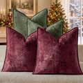 a moment Throw Pillow Covers 26X26 Inch 4 Packs,Soft Velvet Decorative Pillow Cases with 3D Ice Flower,Texture Modern Accent Cushion Covers for Sofa Couch Home Decor Classic Christmas by amoment