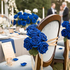 Auihiay 104PCS Blue Roses, Realistic Silk Velvet Blue Artificial Flowers - Image 5