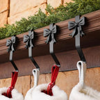 Shimeyao 8 Pcs Black Bow Christmas Stocking Holders, Vintage Mantel Hooks - Image 2