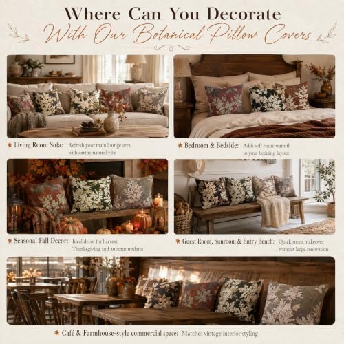 Set of 2 Chenille Throw Pillow Covers 12x20 Inches, Vintage Fall Maple Leaves Farmhouse Decor Cushion Covers Soft Autumn Decor for Sofa Living Room Bedroom Green - Image 3