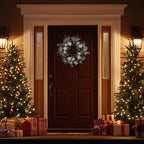 Valery Madelyn 20" Pre-Lit Christmas Wreath for Front Door with Lights - Image 4