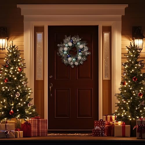 Valery Madelyn 20" Pre-Lit Christmas Wreath for Front Door with Lights - Image 4