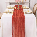 Snowkingdom 6PCS 10Ft Fall Thanksgiving Table Runner Terracotta Rust Cheesecloth Gauze, 120 inch Long Burnt Orange Boho Cheese Cloth for Wedding Bridal Shower Rustic Sheer Table Decorations - Image 3
