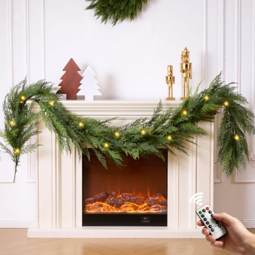 6FT 1Pcs Prelit Realistic Faux Pine Cedar Garland for Christmas Decor Home by KIWDY