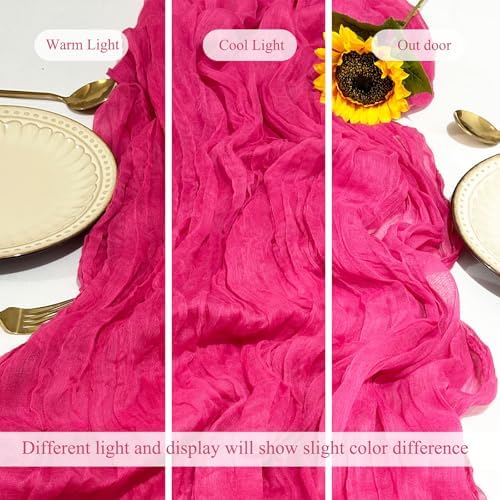 12Pack Hot Pink Cheesecloth Table Runner 20 x 120 inch Gauze Table Runner - Image 6