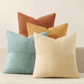 MIULEE Fall Boho Farmhouse Decorative Throw Pillow Covers 18x18 Inch 4 Packs Soft Vintage Pillow Cases Modern Corduroy Patchwork Cushion Covers for Couch Sofa Bed Home Decor, Teal-Rust by MIULEE