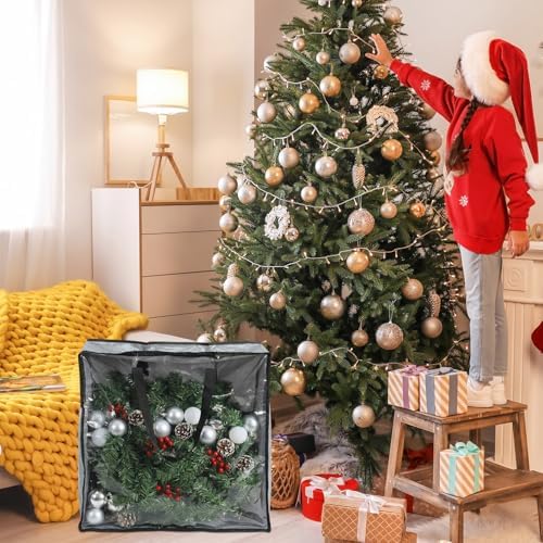 6 Pcs Christmas Wreath Storage Container 26 x 26 x 8.7 Inch Bags, Gray - Image 6