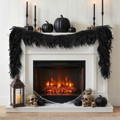 Halloween Decorations Indoor - 6FT Black Artificial Norfolk Pine Garland by Zesua