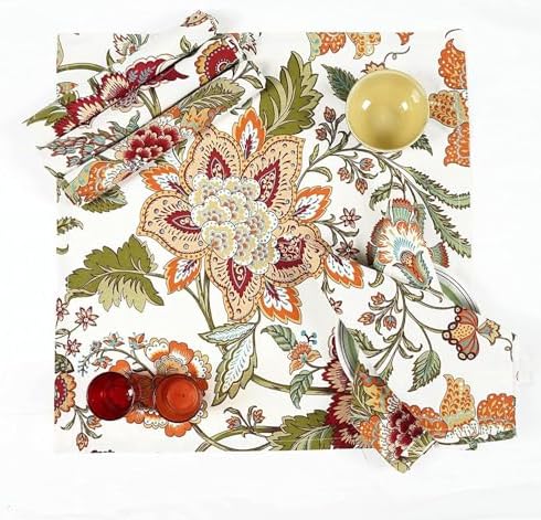 TARAN LIVING Cotton Cloth Napkins Natural Reusable Fall Dinner Napkins Reusable Machine Washable Fabric for Events, Gift, Home Decor - Kaveri, 20x20 Inches (Pack of 12) - Image 3