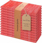 Urban Villa Cloth Napkins 100% Cotton Highly Absorbent Washable Reusable Premium Dinner Napkins Ideal for Gifts for Mothers Day Hotel Farmhouse Parties - Red/White Chambray (20" x 20", Set of 12) by CottonTrends