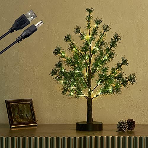 Fudios Lighted Christmas Pine Tree with Timer 60L Fairy Lights Battery Operated or USB Plug in18IN for Home and Holiday Decoration by Fudios