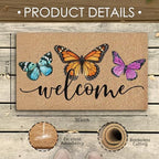 Butterfly Coco Coir Doormat Door Welcome Mat for Home Entrance Front Door, Summer Rustic Farmhouse Butterfly Welcome Floor Mats for Outdoor Outside Entryway 30x17 Inch - Image 3