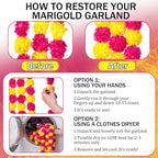Giegxin 15 Pack 5ft Marigold Garland for Decor, Rose Red, Yellow - Image 3