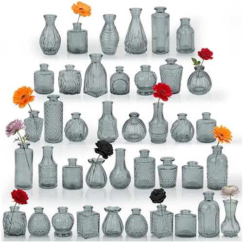 Glass Bud Vases in Bulk Small Mini Black Vase for Flowers 40pc by PXDSDXJJWEDDING%EF%BC%86HOMEDECOR