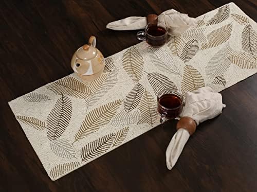 Lightnpro Beaded Table Runner 13x36 Inch - Elegant Glitz Design Handmade Rustic Farmhouse Style - Perfect Table Décor for Bridal Shower, Christmas, Thanksgiving, Wedding & Everyday Use - Silver Ivory - Image 7