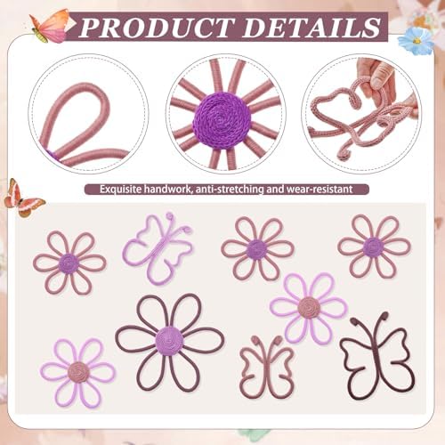 Wesiti 9 Pcs Boho Nursery Decor 3 Size Daisy Flower and Butterflies Woven Macrame Wall Hanging for Home Nursery Bedroom Dorm Wall Art(Fresh Color) - Image 3