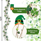 2 Pcs 6 Ft St Patrick's Day Garland with Light, Lighted Shamrock Garlands, Green Colored Wooden Shamrock and Berry Clover for St Patrick's Day Decor - Image 4