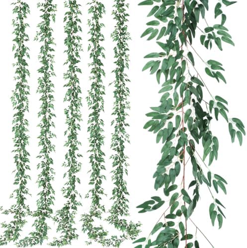 5 Pcs Willow Leaves Garland, 6 ft Willow Vines, Artificial Greenery Garland by Janinka