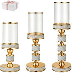 Hurricane Candle Holder, 15.9" Tall Metal Candle Stand, Glass Pillar Holder by DOUNX