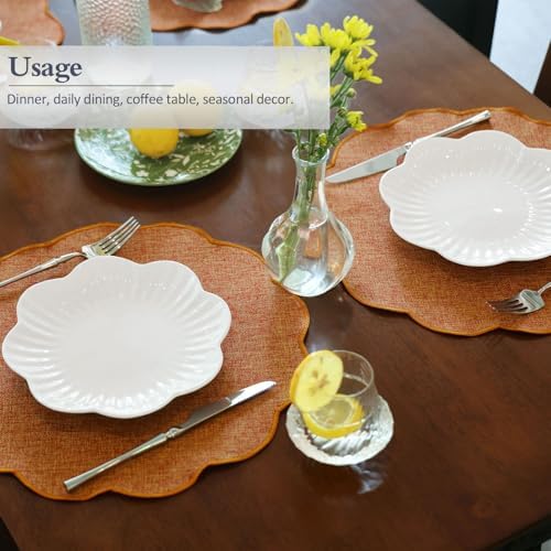 AHHFSMEI Round Faux Linen Placemats Set of 8 Heat Resistant Non-Slip Stain Proof Table Mats for Kitchen Dining Elegant Decor Place Mats (Burnt Orange,8) - Image 4