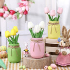 Lyrow 6 Pack Summer Centerpieces for Tables Mason Jar Flower Arrangements Artificial Tulips Farmhouse Table Decor for Home Kitchen Bedroom Outdoor Party Wedding Tiered Tray Decorations - Image 5
