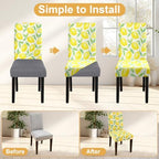 Lemon Print Chair Covers Set of 6,Stretchable Kitchen Dining Room Chair Covers Decorations Removable Washable Dining Chair Slipcovers Chair Protectors for Dining Room & Kitchen - Image 4