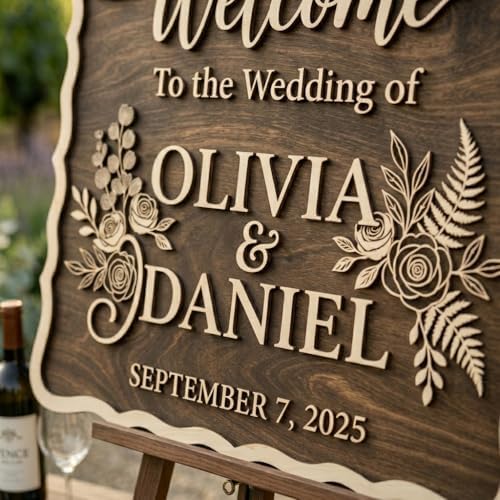Personalized Enchanted Garden Wedding Welcome Sign - Custom 3D Wood Floral Ceremony Entrance & Reception Board for Fairytale, Whimsical or Secret Garden Venue - Multiple Sizes - Image 4