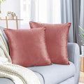 Nestl Throw Pillow Covers, Cozy Velvet Decorative Autumn Pillow Covers 22 x 22 Inches, Soft Solid Couch Pillow Covers for Sofa, Bed and Car, Set of 2 - Misty Rose by Nestl