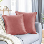 Nestl Throw Pillow Covers, Cozy Velvet Decorative Autumn Pillow Covers 22 x 22 Inches, Soft Solid Couch Pillow Covers for Sofa, Bed and Car, Set of 2 - Misty Rose by Nestl