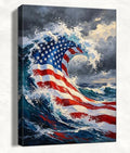 July 4th Patriotic Canvas Wall Art 4th of July USA Decorations American Flag Ocean Waves Abstract Picture Wall Decor Independence Day Home Decor 16x20in by HomeifHue