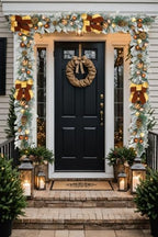 Christmas Garland for Front Door, 6 Foot Artificial Unlit Winter Garland with Pine Cones, Berry Clusters, Bronze Ball Ornaments and Ribbons for Thanksgiving Holiday Christmas Decoration - Image 7