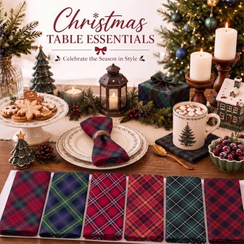 Mixweer 24 Pack Christmas Cloth Napkins Bulk, 15 x 15 Inch Square - Image 3