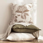 Foindtower Set of 2 Linen Floral Throw Pillow Covers Vintage Accent Print Decorative Cushion Covers Farmhouse Boho Home Decor for Sofa Chair Couch Bedroom Living Room,20×20 Inch,Light Brown - Image 5