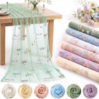 Irenare 6 Pcs 9.8ft Wildflower Tulle Table Runners, Multicolor by Irenare