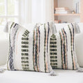 NUYECY Boho Throw Pillow Covers 18x18 Aesthetic Neutral Boucle Couch Pillow Cover Rainbow Striped Decorative Accent Pillow Case for Couch Bed Sofa Farmhouse Bedroom,Modern Funky,Set of 2 Sage Green by NUYECY