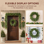 Glitzhome 25" D Christmas Norfolk Pine Wreath, Artificial Greenery Wreath Mixed PE Dripping with Pinecones, Christmas Wreaths for Front Door, Wall, Windows, Home, Outdoor, Xmas Decorations - Image 6