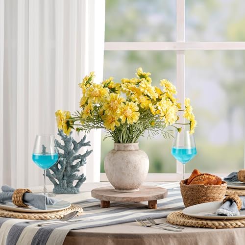 Ceramic Flower Vase, Rustic Farmhouse Decorative Vase Pottery Pampas Grass Vases for Home Decor Table Living Room Entryway Mantel Bookshelf Bedroom Bathroom Kitchen - 6.7" D - Image 5