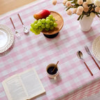 Gingham Tablecloth Rectangle Pink, 60" x 120" - Image 4