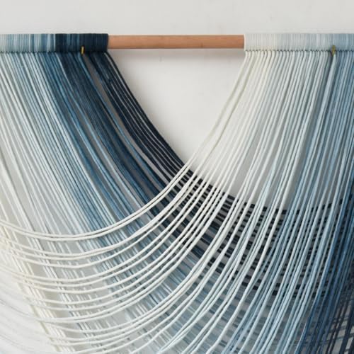 Macrame Wall Hanging Large handmade Navy Blue Ombre Fiber Art 57"W*39"L - Image 6