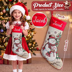 3 Pack Personalized Christmas Stockings, 18" Large Custom Embroidered Name Vintage Woven Stockings, Jacquard Reindeer, Snowman & Dog Designs, Family Holiday Fireplace Mantel Decoration for Kids Adults - Image 2
