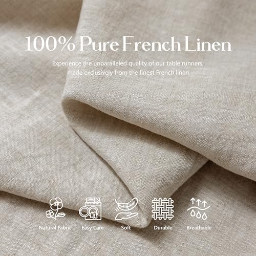 100% Pure French Linen Table Runner (Natural,14x120 Inch) - Image 3