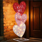 VIHOSE Valentine's Day Heart Lights 41 Inch H Pre-lit Lighted Heart Decor with 50 Warm White Lights Valentine's Day Conversation Candy Hearts Decoration for Indoor Outdoor Porch Garden Lawn(Classic) - Image 5