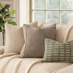 Foindtower Set of 2 Decorative Patchwork Chenille Throw Pillow Covers Textured Modern Vintage Cushion Covers Neutral Boho Accent Home Decor for Sofa Chair Couch Bed Living Room,22×22 Inch,Taupe Gray - Image 5
