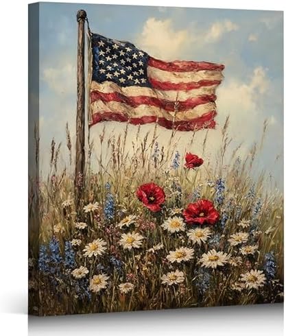 ZERILYN Ship Next Day – American Flag Canvas Wall Art, Patriotic Canvas Prints, 4th of July Pictures, Farmhouse Wall Decor, Americana Bedroom Artwork, Large Canvas Prints, Made in USA by ZERILYN