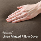 MIULEE Linen Fringe Decorative Euro Pillow Covers Chocolate Brown 22x22 - Image 2