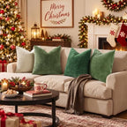 decorUhome Soft Chenille Olive Green Throw Pillow Covers 22X22 Set of 2 - Image 3